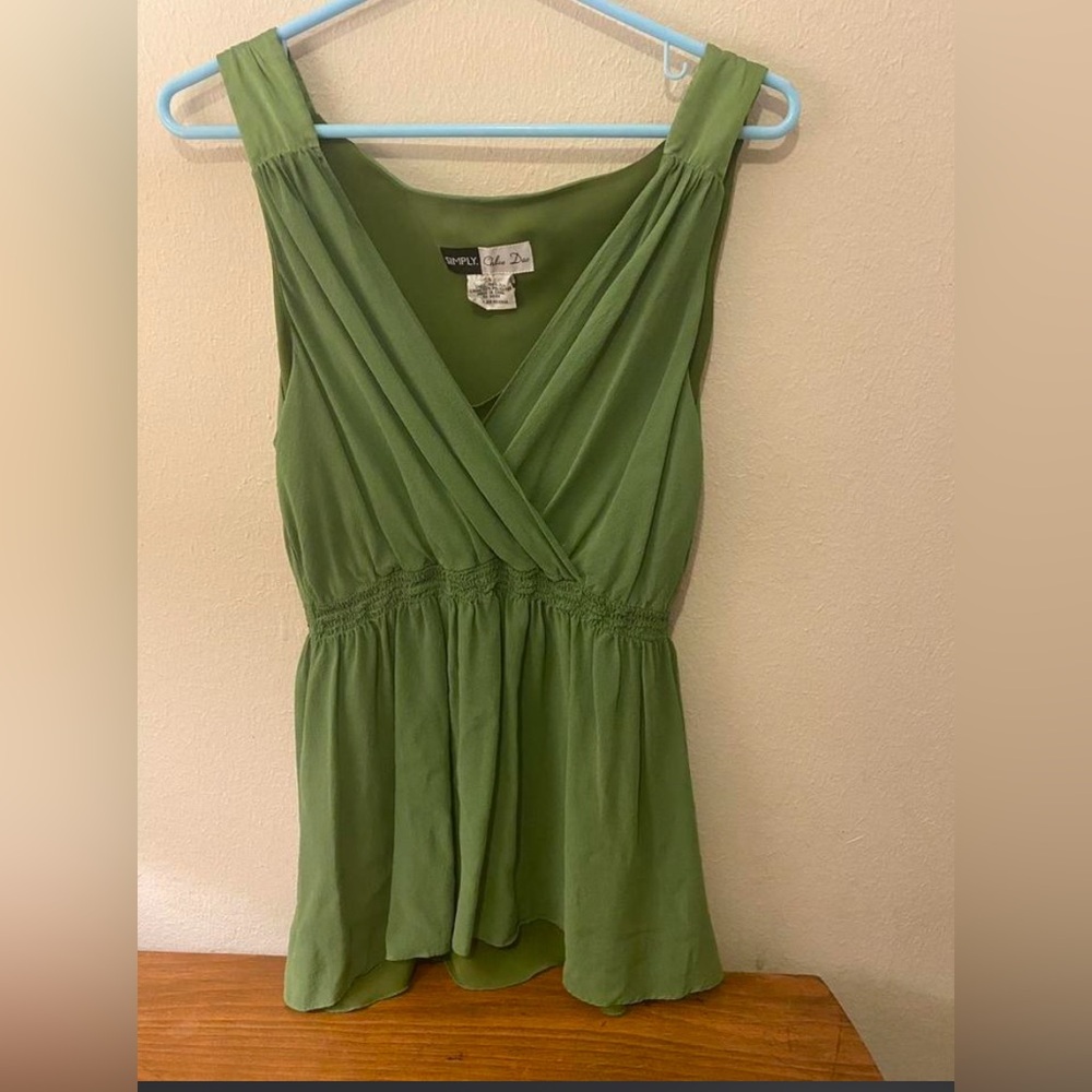 Chloe Dao Vibrant Green 100%Silk Outer Y2K Project Runway Babydoll Fairy Top SzL